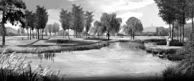 農耕文化展示區(qū)節(jié)點“柳嶼稻浪”效果圖。