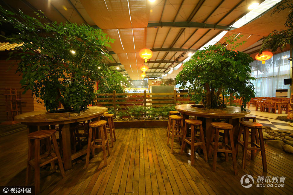 高校現“園林風”食堂 有樹有水能奏樂