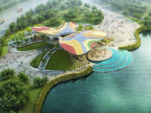 北京世園會開閉幕式主會場:超薄膜結構“繡”出炫彩蝶翼