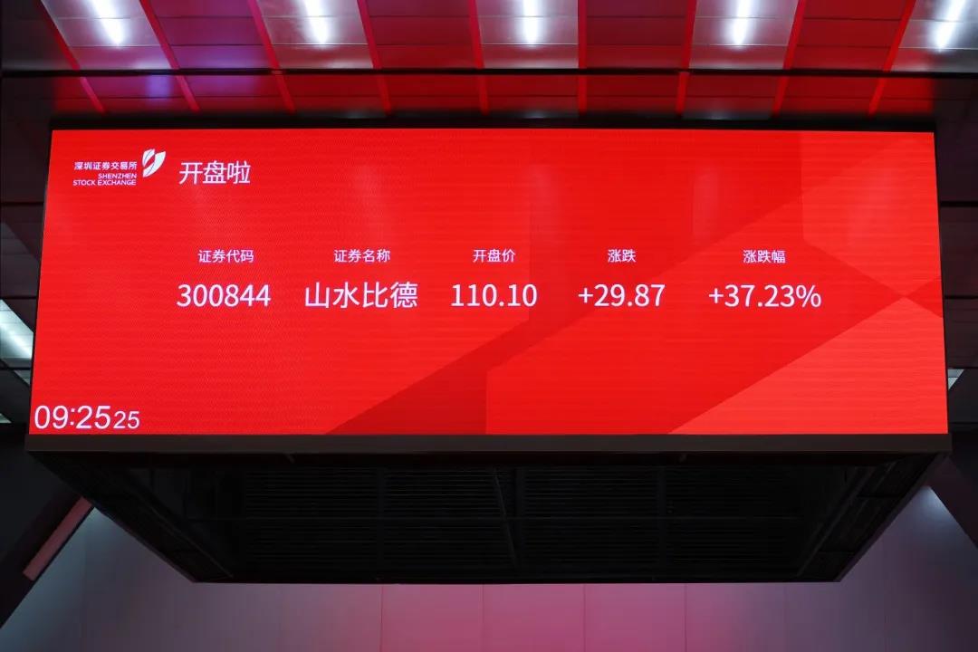 山水比德正式在深交所創業板敲鐘上市