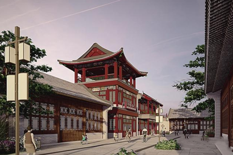 河北省第六屆園博會滄州坊主體建筑即將封頂